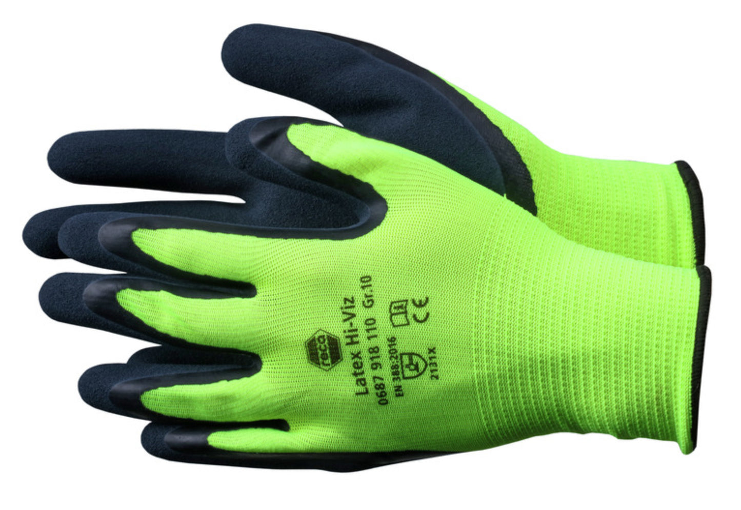 12x Reca - Latex Hi-Viz Schutzhandschuhe